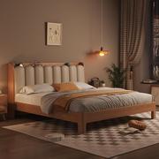1.81.2橡木床北欧原木风米软包双人床小户型纯木全实木床现代简约