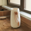 原创纯手工编织棉线保温杯，套头层牛皮绳斜挎水杯套通用水壶袋