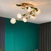 法式吸顶灯现代简约欧式卧室餐厅，创意田园花朵房间，灯美式复古灯具