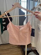 bm粉色条纹三粒扣吊带，夏季休闲显瘦百搭性感，背心上衣女