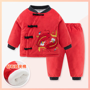 婴儿中国风宝宝周岁礼服男女童喜庆拜年服冬装新年装唐装夹棉套装