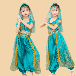 儿童六一花儿花儿印度舞蹈，茉莉公主裙西域肚皮舞新疆民族舞演出服