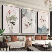 客厅三联画中式沙发背景墙挂画高档壁画中国风景画竖版家和富贵