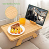跨境木质便携式折叠桌客厅沙发臂夹式储物桌家用木质可移动小桌子