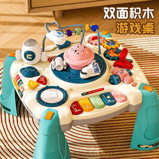 六面体益智玩具婴儿手拍鼓节奏，多功能宝宝早教，多面体音乐鼓游戏桌