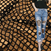 大网眼布料镂空面料网纱运动服打底衫破洞牛仔裤渔网格网布料