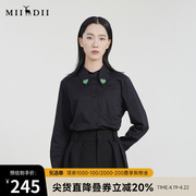 谜底白衬衫女2023春季通勤简约爱心，绣花纯棉上衣女231mc0129