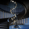创意个性现代简约轻奢水晶复式别墅楼梯超长时尚大气网红变光吊灯
