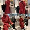 欧洲站秋季2023n女装法式高级感长版毛衣裙(毛，衣裙)红色高领针织洋装