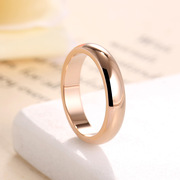 不锈钢简约宽版光面戒指 玫瑰金钛钢情侣对戒创意气质高级感