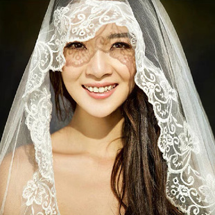 韩式新娘结婚头纱主婚纱头饰简约蕾丝花边1.5米短款3米拖尾超长5