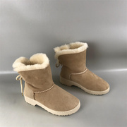 34码女靴孤品断码撤柜冬季羊毛一体保暖雪地靴厚底短筒冬靴子