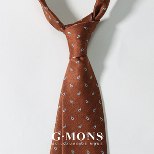 吉约蒙男士时尚休闲潮流领带褐色腰果纹商务正装上班新郎结婚领带