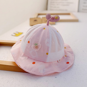 新生儿帽子夏季薄款纯棉网渔夫帽，婴儿遮阳帽女宝宝公主可爱太阳帽