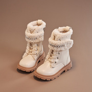 雪地靴冬季棉鞋加绒加厚童中大童短靴儿童，马丁靴女大2023保暖