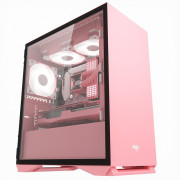 爱国者yogom2粉色主机，壳全侧透明台式机，电脑主机martxitx小板水