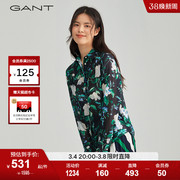 gant甘特女士时尚潮流，清爽气质印花丝棉翻领，长袖衬衫4301143
