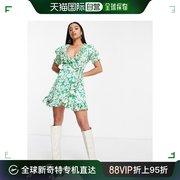香港直邮潮奢topshop女士小号，花朵裹式雏菊，迷你绿色连衣裙