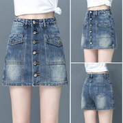 高腰牛仔短裙裤女2024韩版夏季时尚包臀半身裙，显瘦大码短裤女