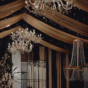 婚庆欧式铁艺电镀水晶吊灯吊顶，客厅卧室装饰道具奢华水晶挂灯