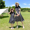 高端亲子装夏季母女装碎花假两件连衣裙洋气韩版夏装雪纺裙子