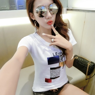 纯棉白色短袖t恤女2024韩版夏季修身半袖，体恤女士上衣打底衫