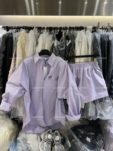 mido家2024春夏韩版慵懒风，宽松长袖纯色，防晒衬衫+短裙两件套装