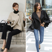 韩国直邮db小众品牌，2022冬季短款外套蝙蝠袖毛呢大衣