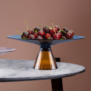 创意轻奢风水果盘子欧式客厅茶几家用玻璃结婚果盘吧台前台糖果盘