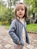 出口欧洲秋冬季羊绒纯棉缂丝，女童灰蓝色毛衣开衫儿童毛衣外套