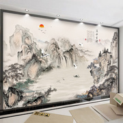 中式影视墙装饰壁纸，5d客厅电视背景墙山水画立体墙纸，高端定制壁画