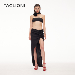 taglioni法式半身长裙，女辣妹炸街黑色包臀裙今年流行三件套装裙