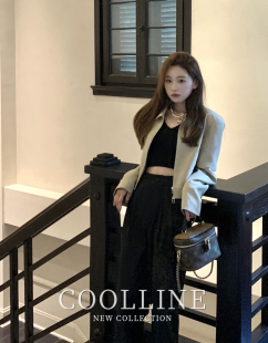 COOLLINE林子熙 加州时光 卡其色短款夹克女设计感休闲气质外套