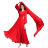 大红色雪纺沙滩裙，超长款春季连衣裙海边度假长袖，大摆超仙长裙