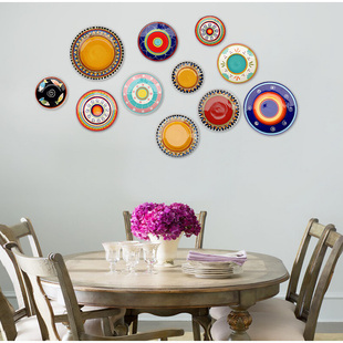 高档个性手绘陶瓷装饰盘，墙面挂盘子摆件，欧美客厅餐厅彩绘创意沙发