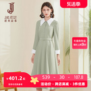 气质雪纺连衣裙女2024年春季纯色简约时尚高级感修身衬衫裙