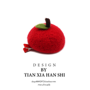 韩国宝宝羊毛毡红苹果发夹婴幼儿红色发饰不伤发卡通甜美全包发卡