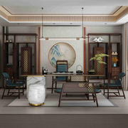 新中式乌金木茶桌椅组合轻奢实木家具茶室一体，茶台办公室泡茶桌子