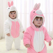 婴儿连体衣秋冬加厚男女宝宝衣服兔子造型爬服外出服抱衣儿童睡衣