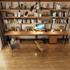 loft实木书桌书架组合书柜一体办公桌书房家用电脑桌双人写字桌