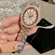 2023蒂米妮女表不锈钢带腕表时装表满钻椭圆防水女士手表
