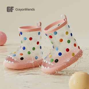 彩虹豆儿童雨鞋，女款透明防水防滑轻便小孩，防水鞋幼儿园宝宝雨靴