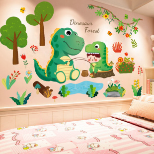 卡通恐龙3d立体墙贴画，宝宝儿童房间，布置卧室床头墙纸墙面装饰贴纸