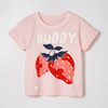 宝宝纯棉粉红色字母草莓短袖t恤儿童夏装，女童半袖上衣打底衫6