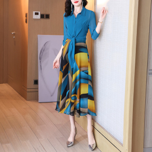 雪纺连衣裙套装女2023夏装新款雪纺开衫时尚洋气减龄连衣裙两件套