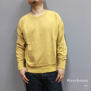 warehouse461春秋款激光，水洗轻做旧休闲纯色复古圆领套头卫衣男