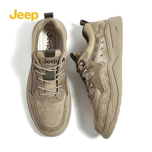 jeep吉普休闲鞋男士板鞋，2023秋季户外运动鞋真皮鞋子男鞋