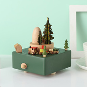 木制音乐盒旋转木马八音盒女生儿童生日礼物圣诞节工艺品摆件
