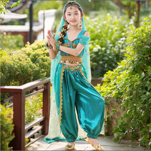 儿童印度舞演出服花儿新疆敦煌女童异域风情民族茉莉公主舞蹈服装
