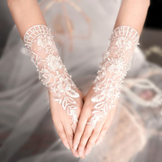 短款新娘结婚手套蕾丝花朵唯美森系礼服配饰高级舞台演出道具显瘦